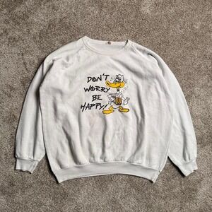 WHITE VINTAGE MADE IN CANADA "DON'T WORRY BE HAPPY!" SWEATSHIRT